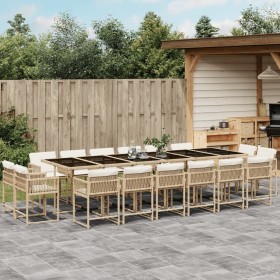 Garten-Essgruppe, 17-teilig, mit Kissen, aus synthetischem Rattan in Beige. von , Gartensets - Ref: Foro24-3211606, Preis: 1,...