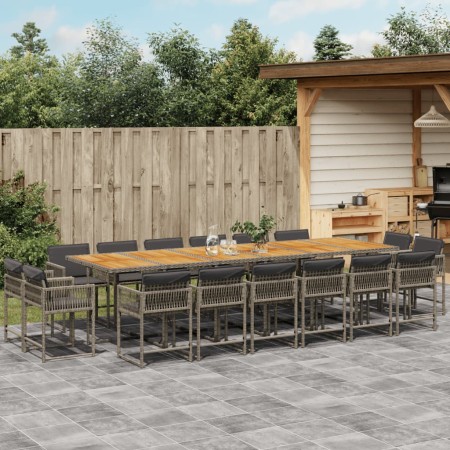 Garten-Essgruppe 17-teilig mit grauen Polstern aus synthetischem Rattan von , Gartensets - Ref: Foro24-3211610, Preis: 1,00 €...