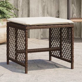 Garden stools with cushions 4 pcs synthetic brown rattan by , Outdoor ottomans - Ref: Foro24-365051, Price: 96,99 €, Discount: %