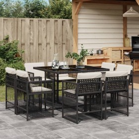 9-piece garden dining set with black synthetic rattan cushions by , Garden sets - Ref: Foro24-3211734, Price: 450,93 €, Disco...