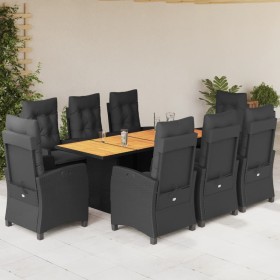 Set de comedor de jardín 9 pzas y cojines ratán sintético negro de , Conjuntos de jardín - Ref: Foro24-3212709, Precio: 1,00 ...