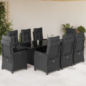 Set de comedor de jardín 9 pzas y cojines ratán sintético negro de , Conjuntos de jardín - Ref: Foro24-3212685, Precio: 1,00 ...