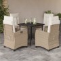 Set comedor de jardín 5 pzas con cojines ratán sintético beige de , Conjuntos de jardín - Ref: Foro24-3212804, Precio: 592,65...