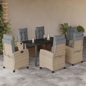 Garten-Essgruppe 7-teilig mit Kissen aus synthetischem Rattan in Beige. von , Gartensets - Ref: Foro24-3212838, Preis: 989,99...