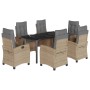 Set comedor de jardín 7 pzas con cojines ratán sintético beige de , Conjuntos de jardín - Ref: Foro24-3212838, Precio: 912,44...