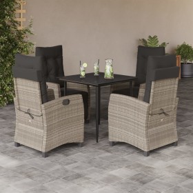 Garden dining set 5 pieces with light gray synthetic rattan cushions by , Garden sets - Ref: Foro24-3212844, Price: 593,99 €,...