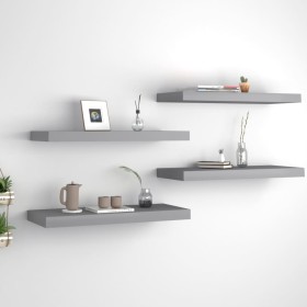 Floating wall shelves 4 pcs MDF gray 60x23.5x3.8 cm by vidaXL, Shelves and shelves - Ref: Foro24-323855, Price: 49,67 €, Disc...