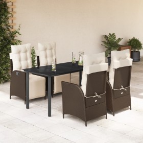 Garten-Essgruppe, 5-teilig, mit braunen Kunststoff-Rattan-Kissen. von , Gartensets - Ref: Foro24-3213416, Preis: 706,86 €, Ra...