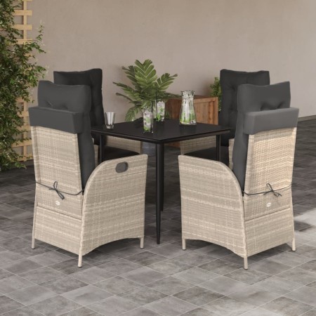 Garden dining set 5 pieces with light gray synthetic rattan cushions by , Garden sets - Ref: Foro24-3213463, Price: 626,15 €,...