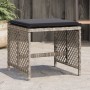 Garden stools and cushions 4 pcs light gray PE rattan 41x41x36cm by , Outdoor ottomans - Ref: Foro24-365053, Price: 100,05 €,...