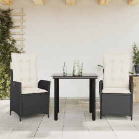 Garten-Essgruppe, 3-teilig, mit schwarzen Kunststoff-Rattan-Kissen. von , Gartensets - Ref: Foro24-3213164, Preis: 313,99 €, ...