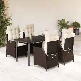 Garten-Essgruppe, 5-teilig, mit braunen Kunststoff-Rattan-Kissen. von , Gartensets - Ref: Foro24-3213208, Preis: 711,99 €, Ra...