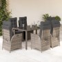 Garten-Essgruppe, 7-teilig, mit grauen Polstern aus synthetischem Rattan. von , Gartensets - Ref: Foro24-3213080, Preis: 934,...