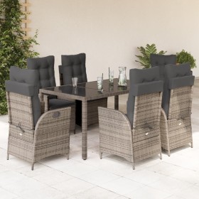 Garten-Essgruppe, 7-teilig, mit grauen Polstern aus synthetischem Rattan. von , Gartensets - Ref: Foro24-3213080, Preis: 939,...