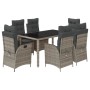 Garden dining set 7 pieces and gray synthetic rattan cushions by , Garden sets - Ref: Foro24-3213080, Price: 898,95 €, Discou...