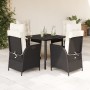 Set de muebles jardín 5 pzas con cojines ratán sintético negro de , Conjuntos de jardín - Ref: Foro24-3213166, Precio: 560,08...