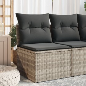 Gartensofa ohne Armlehnen mit Kissen aus hellem grauem PE-Rattan von , Outdoor-Sofas - Ref: Foro24-366174, Preis: 76,99 €, Ra...