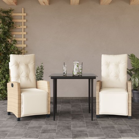 3-piece garden dining set with beige synthetic rattan cushions by , Garden sets - Ref: Foro24-3213002, Price: 339,96 €, Disco...