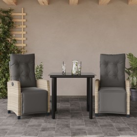 Garden dining set 3 pieces with light gray synthetic rattan cushions by , Garden sets - Ref: Foro24-3213037, Price: 341,99 €,...