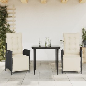 Set comedor de jardín 3 pzas con cojines ratán sintético negro de , Conjuntos de jardín - Ref: Foro24-3213378, Precio: 356,99...