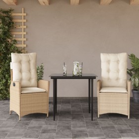 Garten-Essgruppe 3-teilig mit Kissen aus synthetischem Rattan in Beige. von , Gartensets - Ref: Foro24-3213234, Preis: 344,99...