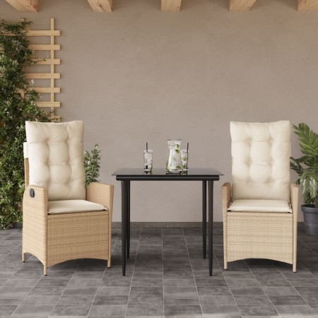 Garten-Essgruppe 3-teilig mit Kissen aus synthetischem Rattan in Beige. von , Gartensets - Ref: Foro24-3213234, Preis: 344,00...