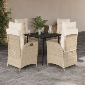 Garten-Essgruppe 5-teilig mit Kissen aus synthetischem Rattan in Beige. von , Gartensets - Ref: Foro24-3213236, Preis: 602,99...