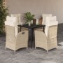 Garten-Essgruppe 5-teilig mit Kissen aus synthetischem Rattan in Beige. von , Gartensets - Ref: Foro24-3213236, Preis: 601,94...