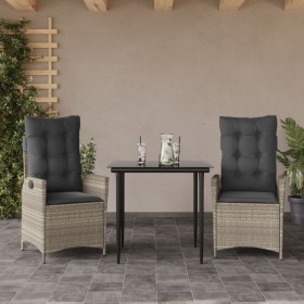 Garden dining set 3 pieces with light gray synthetic rattan cushions by , Garden sets - Ref: Foro24-3213274, Price: 345,99 €,...