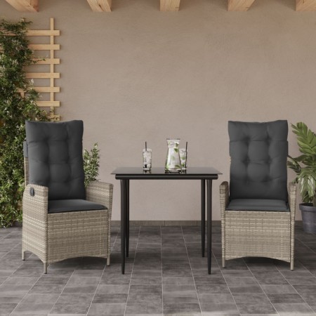 Garden dining set 3 pieces with light gray synthetic rattan cushions by , Garden sets - Ref: Foro24-3213274, Price: 344,69 €,...