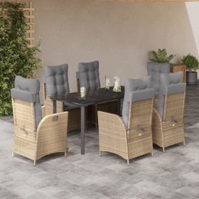 Garten-Essgruppe 7-teilig mit Kissen aus synthetischem Rattan in Beige. von , Gartensets - Ref: Foro24-3213269, Preis: 907,65...