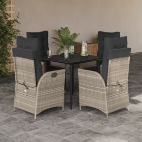 Set comedor de jardín 5 pzas cojines ratán sintético gris claro de , Conjuntos de jardín - Ref: Foro24-3213276, Precio: 604,2...