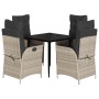 Set comedor de jardín 5 pzas cojines ratán sintético gris claro de , Conjuntos de jardín - Ref: Foro24-3213276, Precio: 605,9...