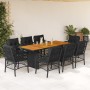 Set de comedor de jardín 9 pzas y cojines ratán sintético negro de , Conjuntos de jardín - Ref: Foro24-3212073, Precio: 967,9...