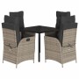 Set comedor de jardín 5 piezas con cojines ratán sintético gris de , Conjuntos de jardín - Ref: Foro24-3213428, Precio: 597,9...