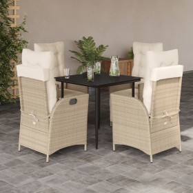 Garten-Essgruppe 5-teilig mit Kissen aus synthetischem Rattan in Beige. von , Gartensets - Ref: Foro24-3213435, Preis: 622,35...