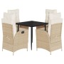 Garten-Essgruppe 5-teilig mit Kissen aus synthetischem Rattan in Beige. von , Gartensets - Ref: Foro24-3213435, Preis: 622,35...