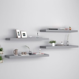 Set of 4 gray MDF floating wall shelves 80x23.5x3.8 cm by vidaXL, Shelves and shelves - Ref: Foro24-323858, Price: 43,14 €, D...