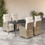 Garten-Essgruppe 5-teilig mit Kissen aus synthetischem Rattan in Beige. von , Gartensets - Ref: Foro24-3213437, Preis: 677,84...