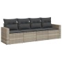 Garden sofa set 4 pieces with gray synthetic rattan cushions by , Garden sets - Ref: Foro24-3218672, Price: 303,73 €, Discoun...