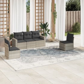 Gartensofa-Set und Kissen, 5-teilig, aus hellem grauem Kunststoff-Rattan. von , Gartensets - Ref: Foro24-3218782, Preis: 380,...