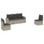 Gartensofa-Set und Kissen, 5-teilig, aus hellem grauem Kunststoff-Rattan. von , Gartensets - Ref: Foro24-3218782, Preis: 381,...