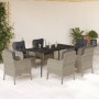 Garden dining set 7 pieces and light gray synthetic rattan cushions by , Garden sets - Ref: Foro24-3211994, Price: 726,58 €, ...