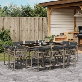 11-piece garden dining set with gray synthetic rattan cushions by , Garden sets - Ref: Foro24-3211568, Price: 603,99 €, Disco...