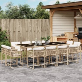 Garden dining set with 13-piece synthetic rattan beige cushions. by , Garden sets - Ref: Foro24-3211582, Price: 800,99 €, Dis...