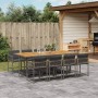 Garden dining set 9 pieces and gray synthetic rattan cushions by , Garden sets - Ref: Foro24-3211466, Price: 602,99 €, Discou...