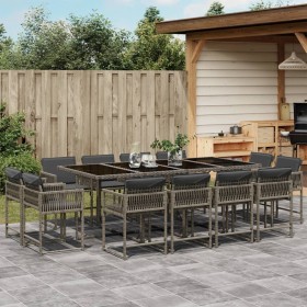 Garten-Essgruppe mit 13-teiligen Kissen aus grauem synthetischem Rattan. von , Gartensets - Ref: Foro24-3211580, Preis: 799,9...