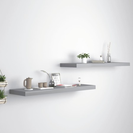 Floating wall shelves 2 pcs MDF gray 90x23.5x3.8 cm by vidaXL, Shelves and shelves - Ref: Foro24-323860, Price: 45,65 €, Disc...