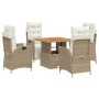 Set comedor de jardín 5 pzas con cojines ratán sintético beige de , Conjuntos de jardín - Ref: Foro24-3277472, Precio: 657,24...