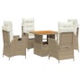 Set comedor de jardín 5 pzas con cojines ratán sintético beige de , Conjuntos de jardín - Ref: Foro24-3277470, Precio: 616,99...